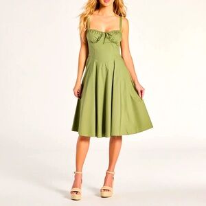 Green corseted fit and flare dress Sz:L